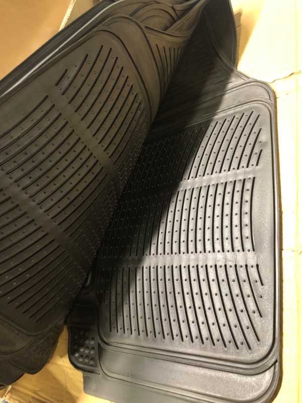 Photo 5 of BDK Original ProLiner 3 Piece Heavy Duty Front & Rear Rubber Floor Mats for Car SUV Van & Truck, Black - All Weather Floor Protection Fits Most Vehicles Black 3PC Front & Rear