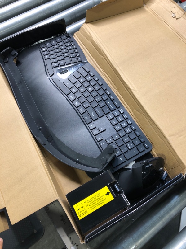 Photo 3 of Perixx Periduo-605, Wireless Ergonomic Split Keyboard and Vertical Mouse Combo, Adjustable Palm Rest and Membrane Low Profile Keys, Black, US English Layout (11633)