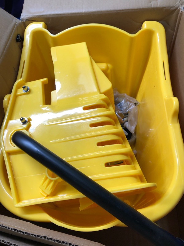 Photo 3 of Amazon Basics Side Press Wringer Combo Commercial Mop Bucket on Wheels, 35 Quart, Yellow