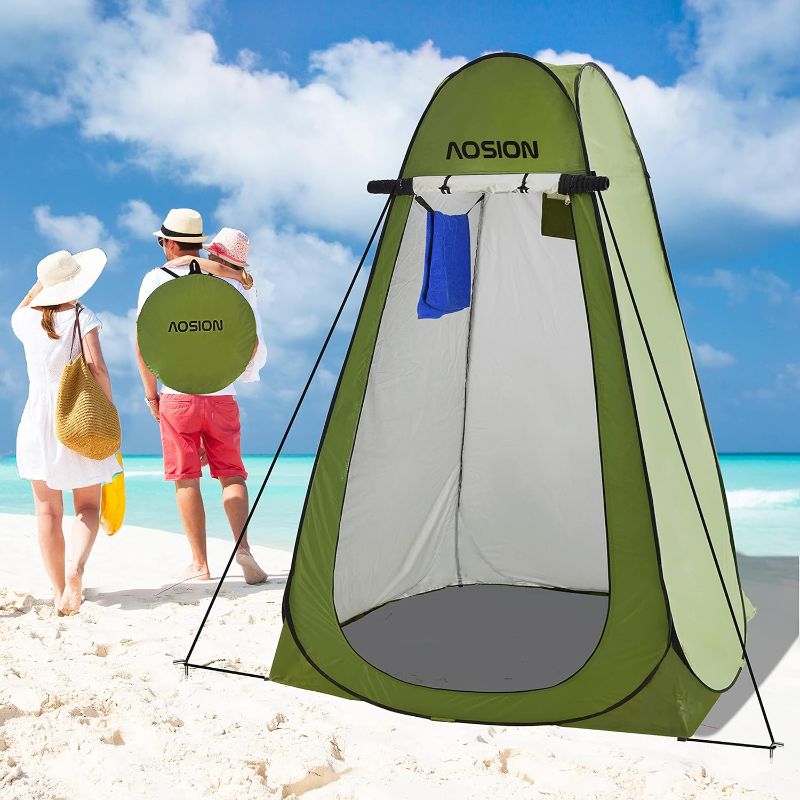 Photo 1 of AOSION-Pop Up Changing Room Portable Shower Tent,Extra Tall Privacy Shelters Room with Carrying Bath Bag for Outdoor Indoor Camping,Hiking.
