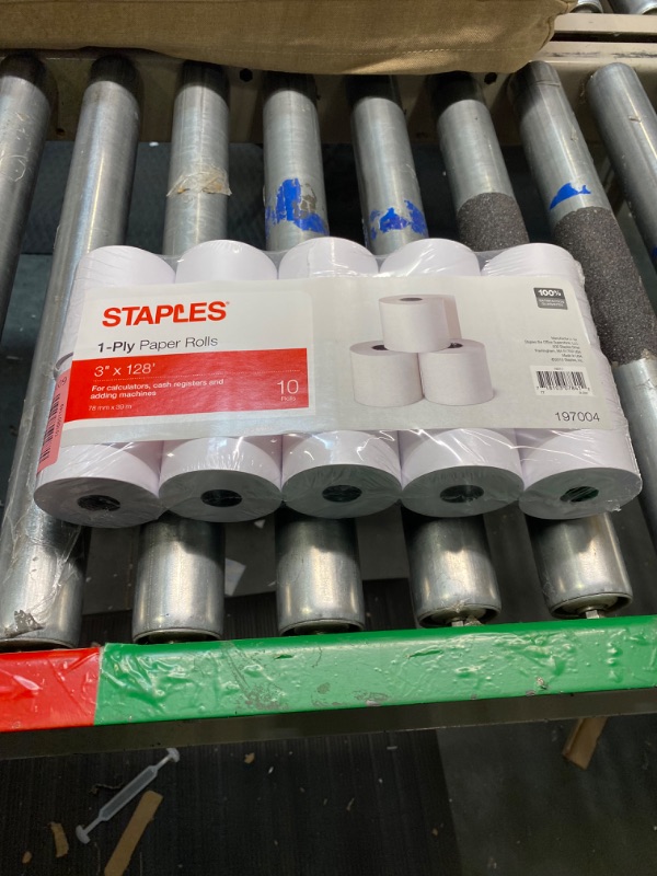 Photo 1 of Staples Bond Paper Rolls, 1-Ply, 3" x 128', 10/Pack 197004