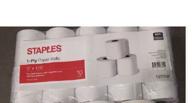 Photo 2 of Staples Bond Paper Rolls, 1-Ply, 3" x 128', 10/Pack 197004