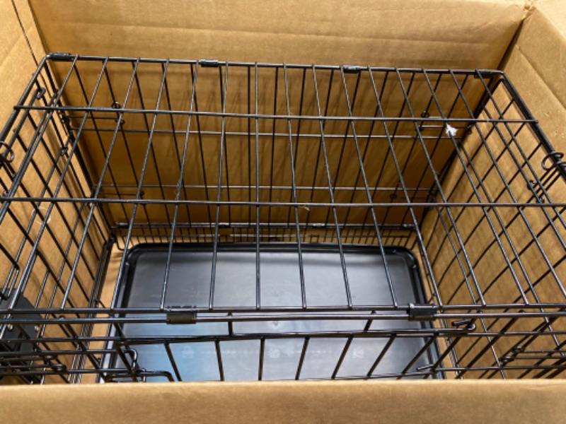 Photo 3 of Amazon Basics - Durable, Foldable Metal Wire Dog Crate with Tray, Single Door, 36 x 23 x 25 Inches, Black
