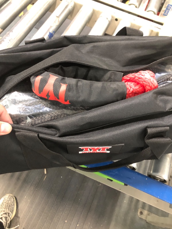 Photo 1 of TYT 1" x30' Kinetic Recovery Tow Rope, 48000lbs Snatch Strap, Heavy Duty Stretch Nylon Towing Ropes with 2 Soft Shackles for Offroad Vehicle, Jeep, SUV, ATV, UTV, Tractor Elastic Ropes Kit(Red) 1"x30'(Red)

*** BLACK ROPE ***