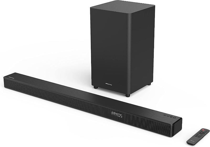 Photo 1 of Hisense HS312 3.1ch Sound Bar with wireless Subwoofer, 300W, One Remote Control, Roku TV ready, Bluetooth, HDMI ARC/Optical/AUX/USB, 5 EQ Modes (Renewed)
