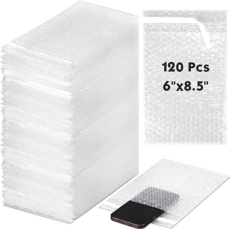 Photo 1 of PerKoop 120 Pcs 6" x 8.5" Bubble Cushion Wrap Bags Bulk, Double Wall Bubble Cushion Wrap Pouches, Clear Bubble Bags Thickening Shockproof Bags for Shipping Packing Storage Moving
