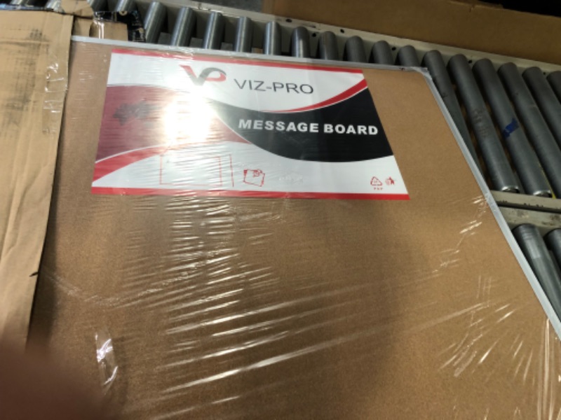 Photo 4 of VIZ-PRO Large Cork Bulletin Board/Foldable Noticeboard, 72 X 48 Inches, Silver Aluminium Frame
