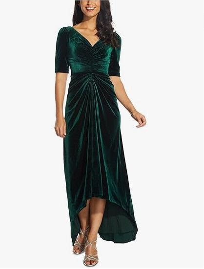 Photo 1 of Adrianna Papell Ruched Velvet High-Low Gown