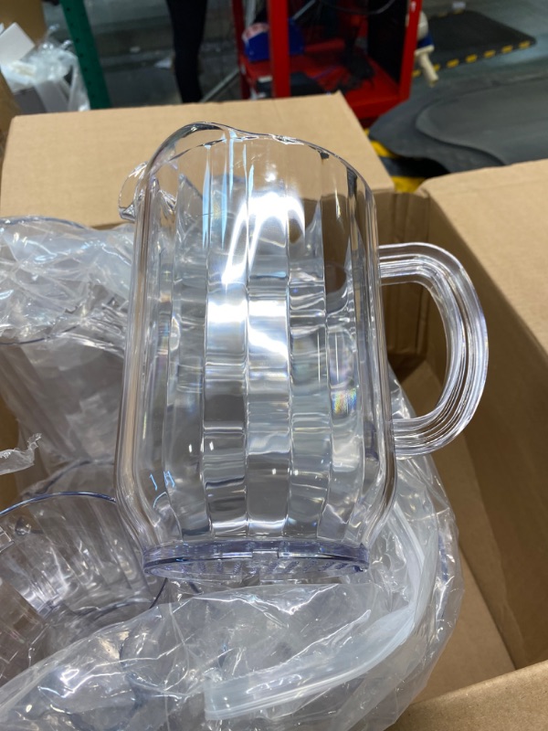 Photo 3 of 12 Pcs Plastic Pitchers 60 Ounce Clear Restaurant Pitcher Jug Large Water Pitcher Carafe Serve Milk Tea Juice Drink for Parties Container Dispenser Beer Jar