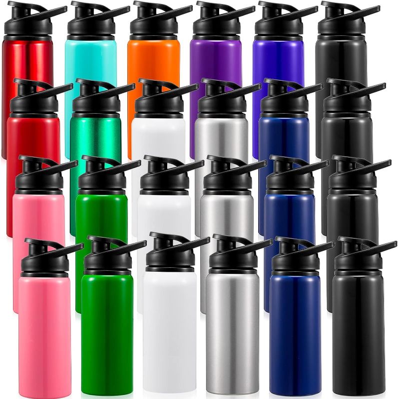 Photo 1 of 24 Pcs Water Bottles Bulk Aluminum 17 oz Metal Sports Gym Hiking Reusable Bottles Christmas Gift for Kids Christian Charity Donation Supplies Samaritan's Purse Operation Christmas
