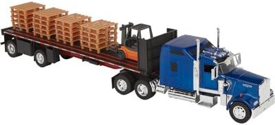 Photo 1 of Die-Cast Truck Replica - Kenworth W900 Flatbed with Forklift, 1:32 Scale, Model# SS10263A
