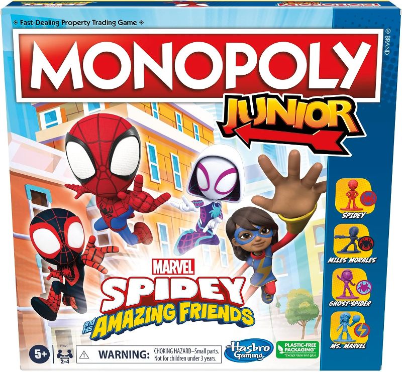 Photo 1 of Hasbro Gaming Monopoly Junior: Marvel Spidey and His Amazing Friends Edition Board Game for Kids Ages 5+, with Artwork from The Animated Series, Kids Board Games
