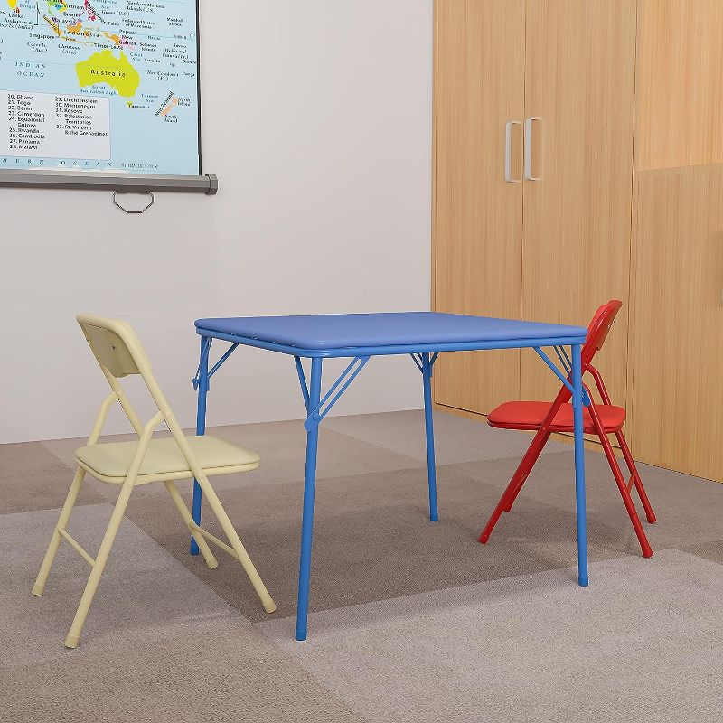 Photo 1 of Flash Furniture Mindy Kids Colorful 3 Piece Folding Table and Chair Set, Blue
