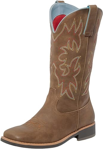 Photo 1 of SheSole Women's Mid Calf Square Toe Cowgirl Western Cowboy Boots Brown
size 39 us 8