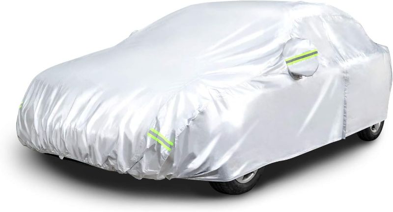 Photo 1 of Amazon Basics Silver Weatherproof Car Cover - 150D Oxford, Sedans up to 200"
