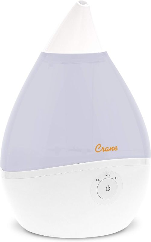 Photo 1 of Crane Droplet Ultrasonic Small Air Humidifiers for Bedroom and Office, 0.5 Gallon Cool Mist Humidifier for Plants and Home, Humidifier Filters Optional, White
