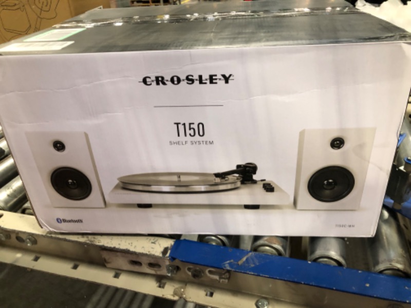 Photo 3 of Crosley T170A-WH Automatic Belt-Drive 2-Speed Bluetooth Turntable Shelf System with Stereo Speakers, White
