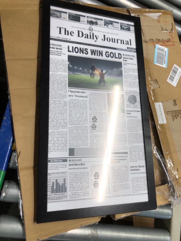 Photo 3 of Americanflat 11x22 Newspaper Frame 2 Pack In Black - Assorted Media Article Cover Frame - Hanging Hardware Included - 22x11 Front Page Newspaper Picture Frame - 2 Pack Black 2 Pack Frame