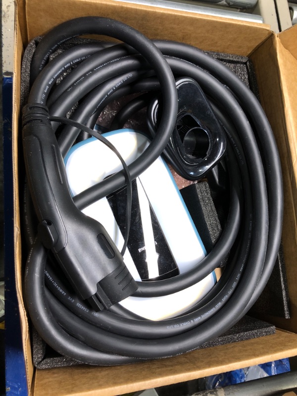 Photo 1 of EVCUBNB EV Charger Level 2, Ultra Compact, Up to 50 Amp Charging Station for Home, 240V EVSE, NEMA 6-50 Plug(3-Prong) or Hardwired, Indoor/Outdoor, 23Ft Cable Level 2 EV Charger, Premium Pearl White NEMA6-50 Plug(3-Prong)