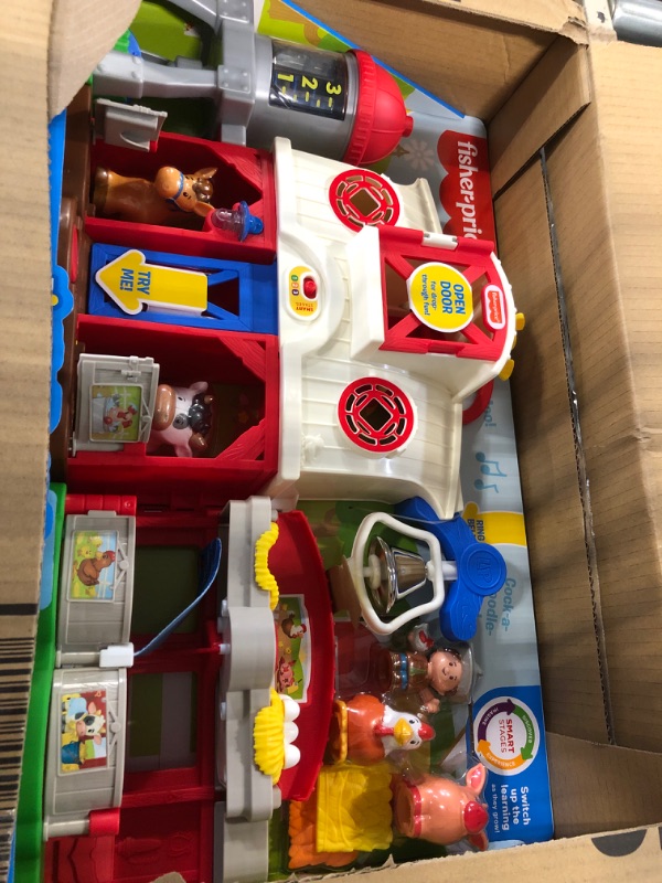 Photo 3 of Fisher-Price Little People Farm Toy, Toddler Playset with Lights Sounds and Smart Stages Learning Content & Little People Around The Neighborhood Vehicle Pack SIOC/FFP+ Vehicle Pack