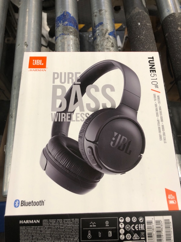 Photo 2 of JBL Tune 510BT: Wireless On-Ear Headphones with Purebass Sound - Black Black headphones