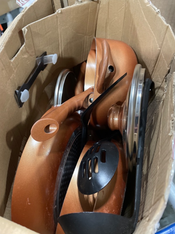 Photo 2 of Pots and Pans Set Copper, Pre-Installed Nonstick Cookware Set with Ceramic Coating, 11 Piece Cookware with Kitchen Utensils, Gas/Induction Compatible, 100% PFOA Free