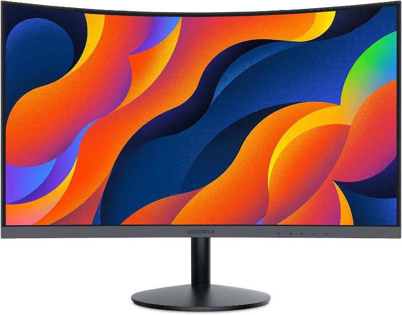 Photo 1 of KOORUI 24-Inch Curved Computer Monitor- Full HD 1080P 60Hz Gaming Monitor 1800R LED Monitor HDMI VGA, Tilt Adjustment, Eye Care, Black 24N5C
