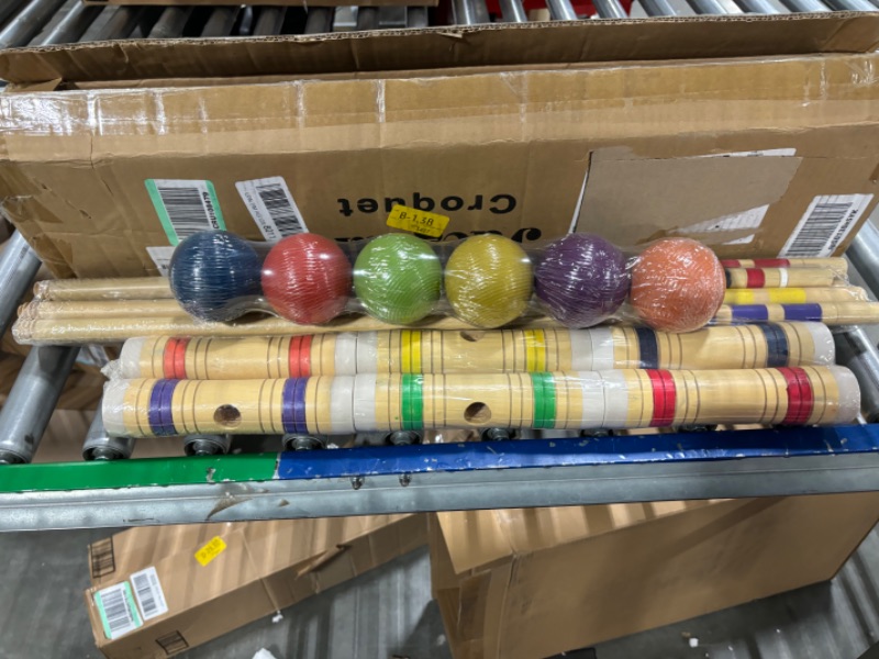 Photo 2 of Juegoal Six Player Deluxe Croquet Set with Wooden Mallets, Colored Balls, Sturdy Bag for Adults &Kids, Perfect for Lawn, Backyard and Park, 28 Inch Burlywood