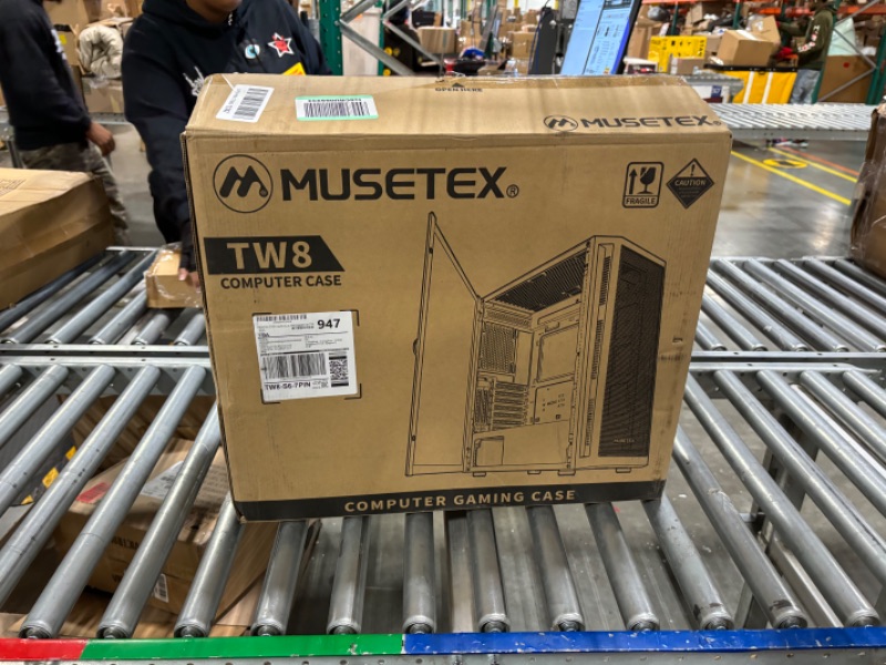 Photo 2 of MUSETEX ATX PC Case Pre-Install 6 PWM ARGB Fans, Mid Tower Gaming Case with Opening Tempered Glass Side Panel Door, Mesh Computer Case, TW8