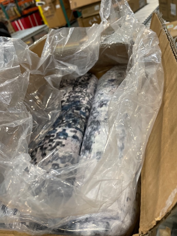 Photo 1 of vivorug Washable Rug, Ultra Soft Area Rug 8x10, Non Slip Abstract Rug Foldable, Stain Resistant Rugs for Living Room Bedroom, Modern Fuzzy Rug (Grey/Navy, 8'x10') Grey/ Navy 8'x10'