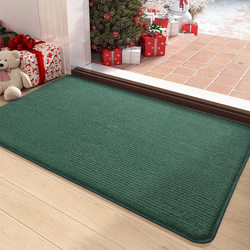 Photo 1 of 24x36  Welcome Mat Entryway Rugs Indoor, Dirt Trapper, Absorbent, Non Slip, Washable, Green Doormat Floor Mats for House, Inside Entry, Kitchen, Bathroom