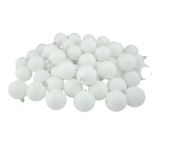 Photo 1 of 50 Count Winter Shatterproof Matte Christmas Ball Ornaments 60mm Set, 2.5"