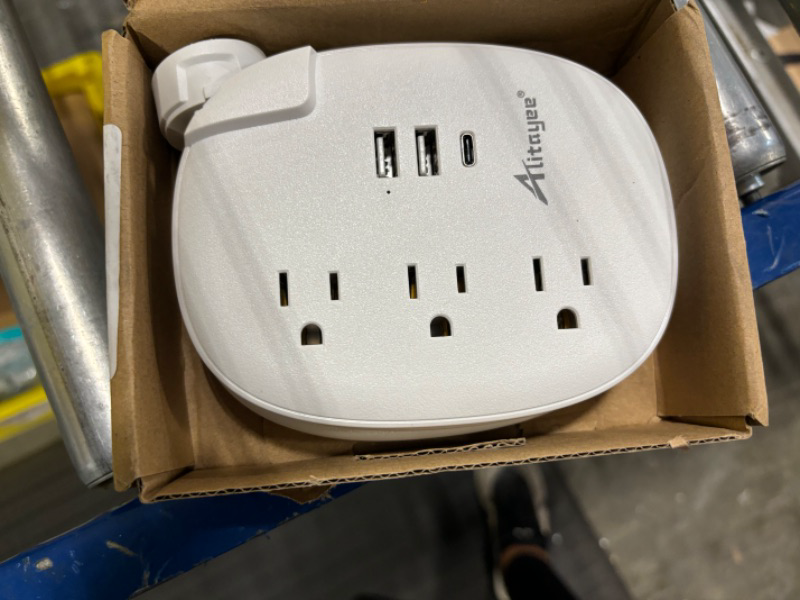 Photo 3 of Alitayee European Travel Plug Adapter,US to Europe Plug Adapter with 3 Outlets 3 USB Ports,USB C European Power Strip with 3ft Wrapped Cord for EU Spain France Germany Iceland Greece Travel White