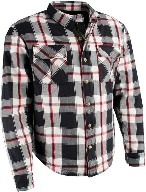 Photo 1 of Milwaukee Leather MPM1625 Men's Plaid Flannel Biker Shirt with CE Approved Armor - Reinforced w/Aramid Fibers - Small Multi
