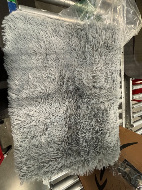 Photo 2 of 3x5 Feet Area Rug,Non-Slip Small Fluffy Shag Rugs for Bedroom Living Room,Tie-Dyed Light Grey Shaggy College Dorm Room Rug,Soft Fuzzy Carpet for Kids Boys Room Decor