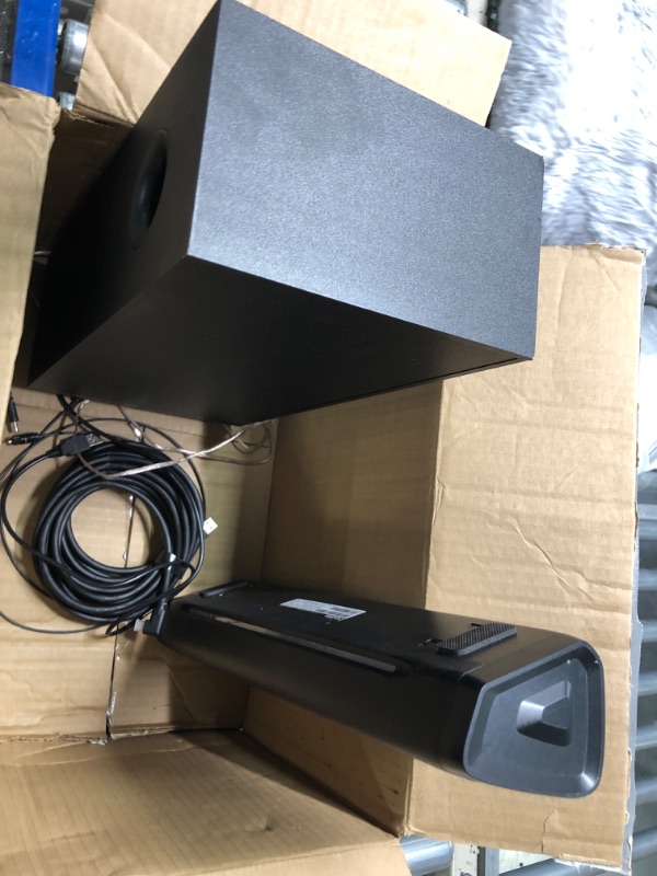 Photo 1 of Sound Bars for TV with Subwoofer, 2.1 Deep Bass Small Soundbar TV Monitor Speaker Home Theater Surround Sound System for PC Gaming with Bluetooth/AUX/Optical Connection, Wall Mountable 17-inch External Subwoofer
