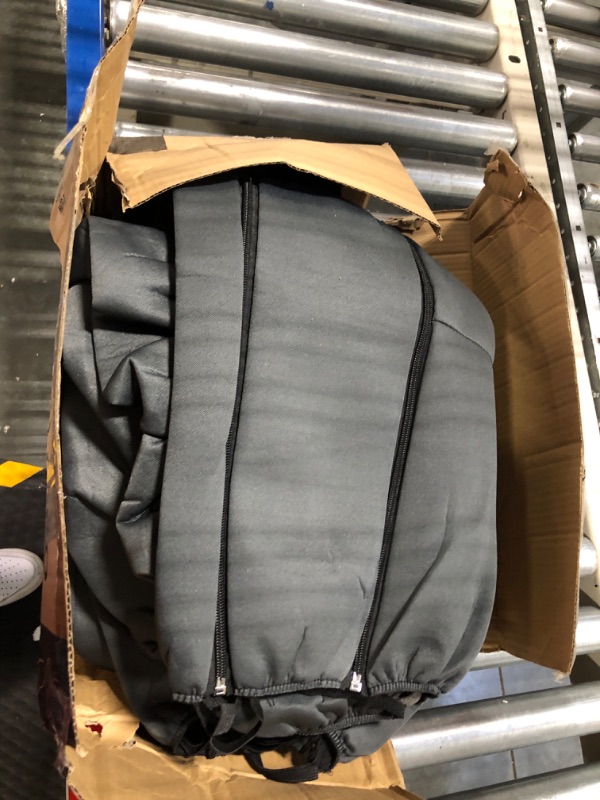 Photo 1 of BDK PolyPro Car Seat Covers Full Set in Charcoal on Black – Front and Rear Split Bench Car Seat Cover, Easy to Install, Interior Covers for Auto Truck Van SUV Charcoal Gray