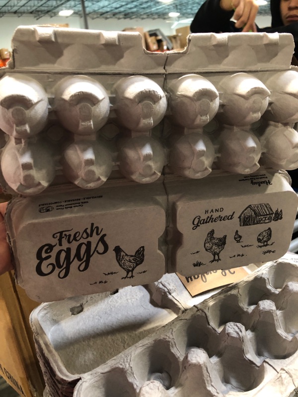 Photo 3 of 25 Egg Cartons- Adorable Printed Vintage Design for Farm Fresh Eggs, Recycled Paper Cardboard, Sturdy & Reusable, Carton Holds up to XL Chicken Eggs (25, Locally Laid Hen) Locally Laid Hen 25