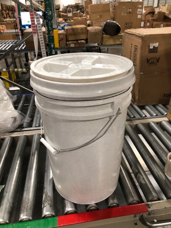 Photo 2 of 5 Gallon Bucket with Gamma Seal Screw on Airtight Lid, Food Grade Storage, Premium HPDE Plastic, BPA Free, Durable 90 Mil All Purpose Pail, Color: White, Made in USA White 1
