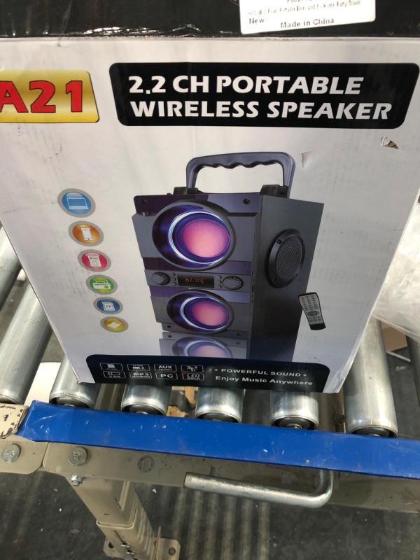 Photo 2 of 60W (80W Peak) Portable Bluetooth Speaker with Double Subwoofer Heavy Bass, Bluetooth 5.0 Wireless 100ft Outdoor Speaker, Support FM Radio, LED Colorful Lights, Stereo Sound, for Home, Party, Travel