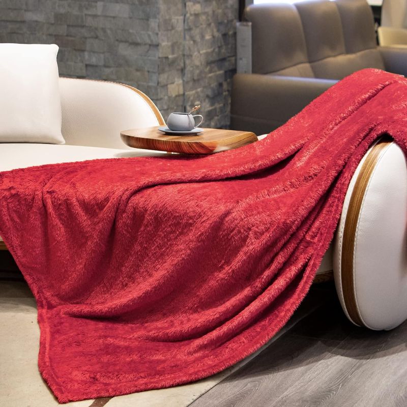 Photo 1 of 
Fleece Throw Blanket Cozy Soft Lightweight Throw Blankets Warm Plush Red