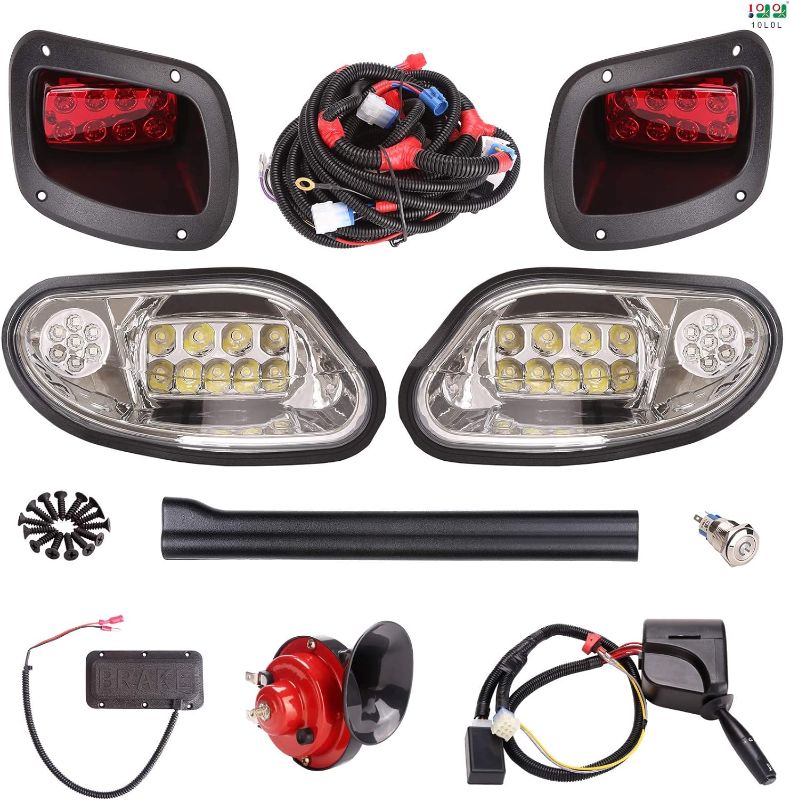 Photo 1 of 10L0L Golf Cart Deluxe Headlight &Taillight Kit for 2014 Up EZGO Freedom/TXT T48/ EZGO Valor Gas & Electric with Light Upgrade Kit with Turn Signals Switch/Horn/Brake Lights Harness (12V Input)