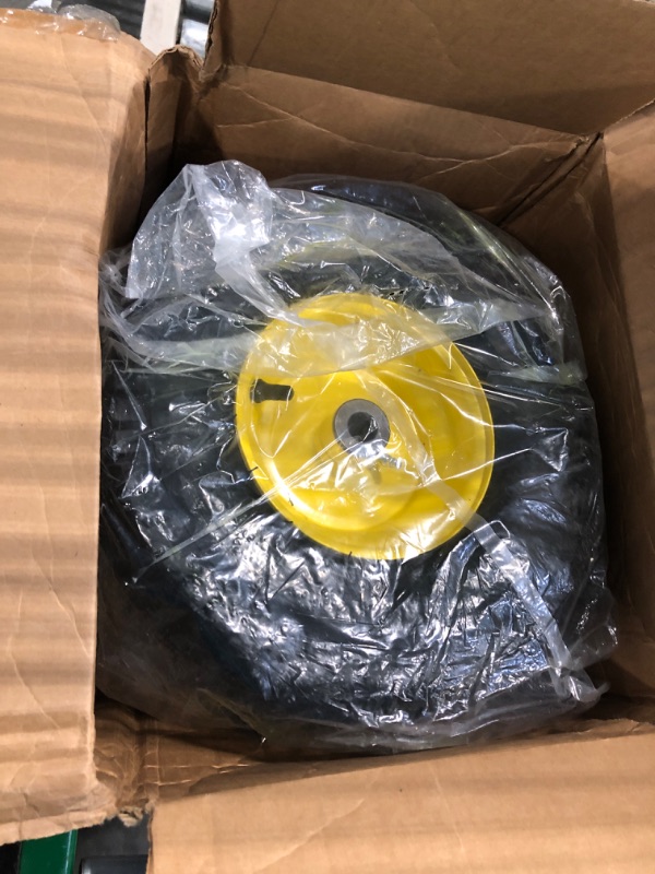 Photo 2 of (2 Pack) AR-PRO Exact Replacement 15" x 6.00-6" Front Tire and Wheel Assemblies for John Deere Riding Mowers - Compatible with John Deere 100 and D100 Series - 3” Centered Hub and 3/4” Bushings 15 x 6.00-6" Yellow