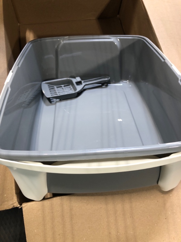 Photo 1 of Amazon Basics Tall Open Top Cat Litter Box with High Sides and Cat Litter Scoop