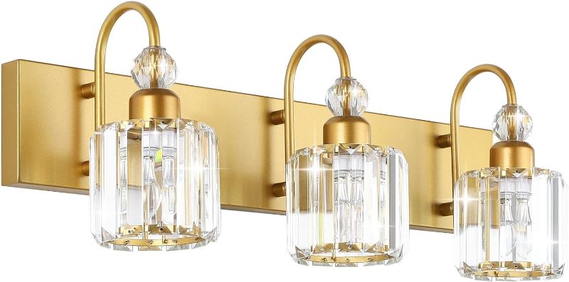 Photo 1 of 
Ralbay Gold Bathroom Vanity Lights 3-Lights Gold Crystal Vanity Lights Over Mirror Modern Crystal Bathroom Vanity Lighting Fixtures