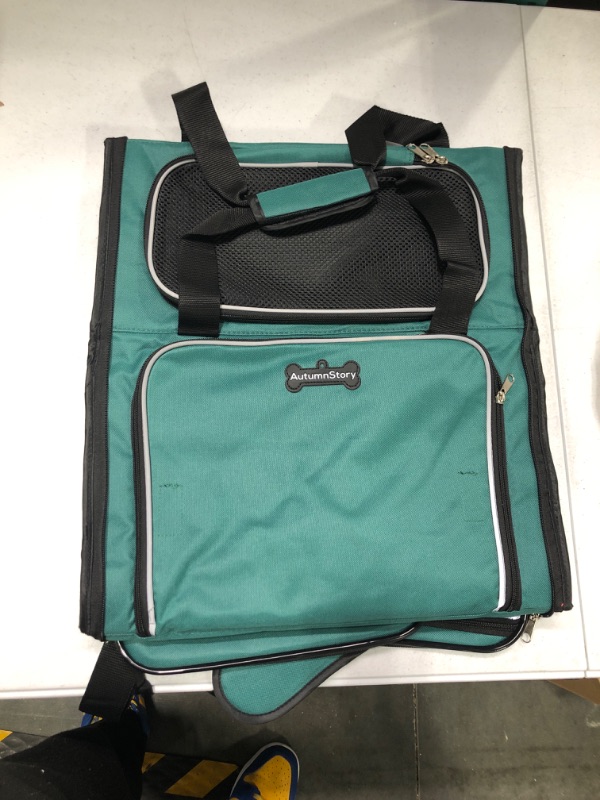 Photo 1 of AutumnStory Cat Carrier, Pet Carrier Airline Approved, 2 Sides Expandable Dog Carrier, Soft-Sided Collapsible Dog Travel Bag with Removable Fleece Pad for Cats, Puppy and Small Animals (Green)