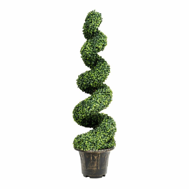 Photo 1 of 4FT Artificial Boxwood Spiral Tree - Realistic Faux Tree for Indoor and Outdoor Use
