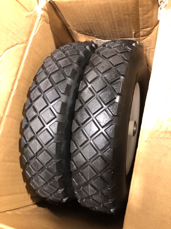 Photo 3 of MaxAuto Wheelbarrow Tire 4.80 4.00-8 Flat-Free 4.80/4.00-8 Tire and Wheel w/Grease Fitting, 3" Centered Hub, 3/4" Bearings, 4.80 4.00-8 Tire for Hand Truck, Trolley, Garden Cart, Wagons