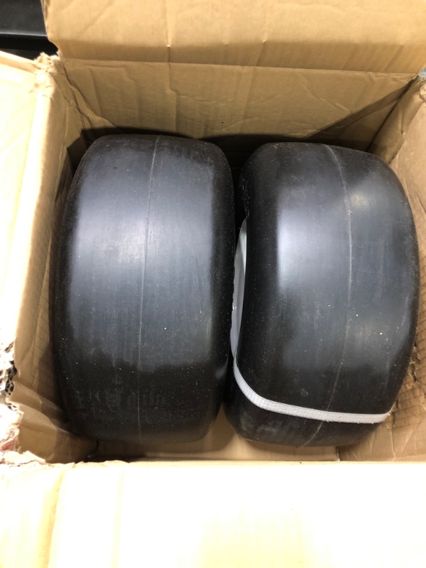 Photo 3 of MaxAuto Set of 2 13x6.50-6 Flat Free Lawn Mower Smooth Tires on Wheel for Lawn Mower Garden Tractor(4.0"Centered Hub - Hub Length 4"-4.5''-5.0''-5.5" with 5/8" or 3/4'' Sintered iron Bushing)