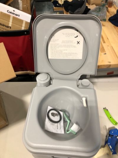 Photo 4 of 5.3 Gallon Portable Toilet, Indoor Outdoor Toilet with Large Water Tank Handle Flush Pump for RV Camping, Boating, Hiking, Trips